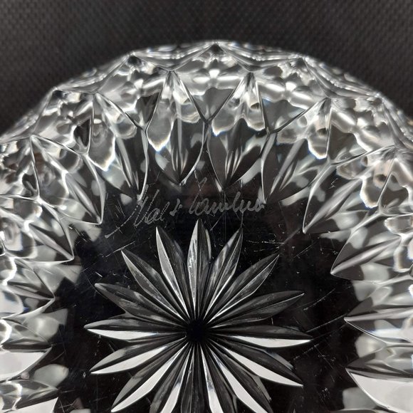 Val St Lambert Crystal Glass Covered Candy Dish Thistle Pineapple Finial Signed - Picture 1 of 12